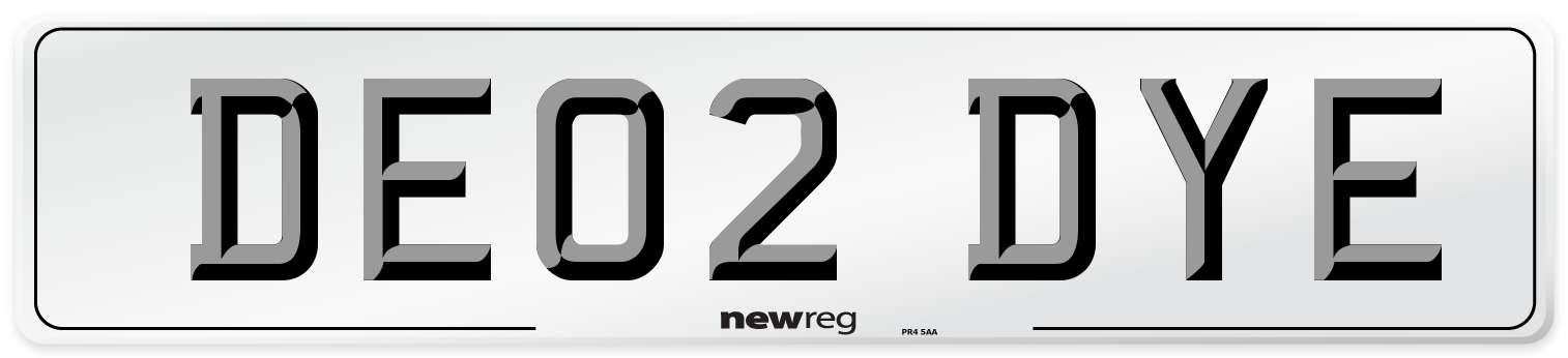 DE02 DYE Number Plate from New Reg